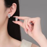 S925 Sterling Silver Moissanite Feather Earrings for Women, Light Luxury Elegant Lady High-End Fashion