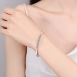 S925 Sterling Silver Bubble Moissanite Bracelet, Fashionable Minimalist Bangle, Gift for Women, Wholesale