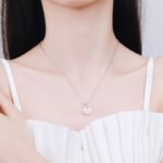 S925 Sterling Silver Clavicle Chain Necklace for Women 10mm Flawless Freshwater Pearl Simple Moissanite Necklace