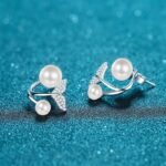 S925 Sterling Silver Mermaid Tail Earrings for Women, Two Ways to Wear, Freshwater Pearl, Crushed Stone, Moissanite Stud Earrings
