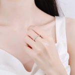 S925 Silver Ring for Women Half Circle Moissanite Pinky Ring Small Ice Style