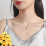 S925 Sterling Silver Necklace for Women 1 Carat Moissanite Six Prong Pendant Necklace Simulated Diamond Collarbone Chain Factory Direct