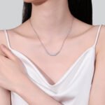 S925 Sterling Silver Moissanite Necklace for Women, Smile Pavé Line Chain, Simple High-End Cool Style, Gift for Friends