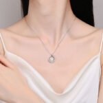 S925 Sterling Silver Moissanite Round Pearl Necklace Fashion Commuter Collarbone Chain Simple Atmosphere High-end Design
