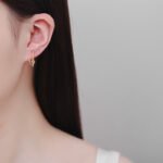 S925 Sterling Silver Minimalist Irregular Moissanite Champagne Gold Earrings for Women