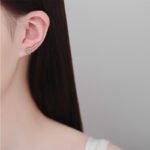 S925 Silver Moissanite Champagne Gold Heart Earrings for Women, Fashionable Line Art Earrings