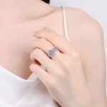 S925 Sterling Silver Open Ring with Moissanite Heart Design for Women