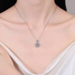 S925 Silver Moissanite Necklace for Women, Round Pendant, Fashion Commuter Style, Simple and Versatile, Daily Wear, OL Style