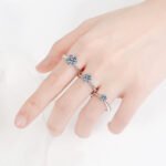 S925 Sterling Silver Ring for Women 50 Points 1 Carat Moissanite Six Claw Ring