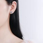 Moissanite Earrings 925 Silver Student Women Korean Japanese Simple Round Stud