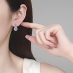 S925 Sterling Silver Moissanite Stud Earrings for Women, Drop Shape, Sparkling Elegant Minimalist Gift