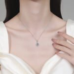 S925 Sterling Silver Moissanite Necklace for Women, Drop Hollow Pendant, Daily Versatile Fashion Trend Gift