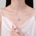 S925 Sterling Silver Pear-Shaped Moissanite Pendant Necklace for Women, Sunflower Teardrop Pendant, Elegant Luxury Collarbone Chain