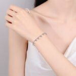 S925 Sterling Silver Moissanite Bracelet, Light Luxury Tassel Bangle, Elegant Daily Wear, Factory Stock