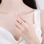 925 Silver Ring for Women Simple Band Ring with Bezel Set 27 Point Moissanite Ring Factory Direct