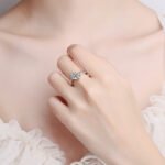 S925 Sterling Silver Ring for Women 50 Points 1 Carat Moissanite Angel Kiss Micro Set Ring