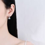 S925 Sterling Silver Princess Cut Moissanite Earrings for Women, Ear Cuff, Factory Direct Wholesale