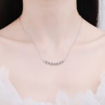 925 Silver Smile Necklace Moissanite Pendant Chain Fashion Simple Korean Style
