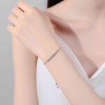 S925 Sterling Silver Full Moissanite Champagne Gold Bracelet for Women, Versatile and Elegant