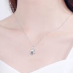 S925 Sterling Silver Moissanite Necklace for Women, Cute Lucky Cat Pendant, Simulated Diamond Chain, Factory Direct Wholesale