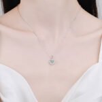S925 Sterling Silver Heart Moissanite Pendant Necklace for Women, Cluster Setting, Factory Direct Wholesale