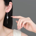 S925 Sterling Silver Moissanite Earrings for Women, Drop Line Earrings, Fashion Personality