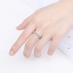 S925 Sterling Silver Ring for Women Moissanite Half Full Diamond Wedding Ring