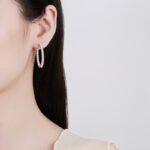 S925 Sterling Silver Moissanite Earrings for Women, Full Circle Ear Cuff, Factory Direct Wholesale