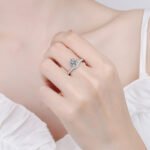 S925 Sterling Silver Heart Style Moissanite Ring