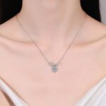 S925 Silver Moissanite Heart Necklace for Women, Butterfly Bow Pendant, Full Diamond, Luxury Princess Style
