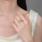 S925 Sterling Silver Moissanite Ring for Women Geometric Rectangular Beveled Sunflower Ring Luxurious High-End Style