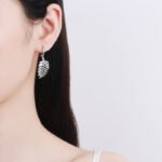 S925 Sterling Silver Leaf Moissanite Ear Cuff Earrings