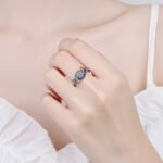 S925 Sterling Silver Angel Eye Ring with Inlaid Moissanite