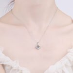 S925 Silver Lace Hollow Pendant Necklace with Moissanite