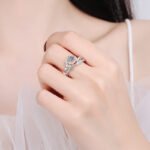 A Rose S925 Silver Women's Ring 50 Points Moissanite Ring Two-Tone Rose Gold 520 Valentine's Day Gift