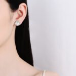 S925 Sterling Silver Plum Blossom Earrings for Women with Moissanite and Freshwater Pearl