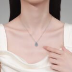 S925 Sterling Silver Moissanite Pendant Necklace for Women, Pear Drop Shape, Minimalist Elegant Daily Style