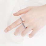 S925 Sterling Silver Ring for Women Moissanite Eternity Band 70 Points Seven Princess Moissanite Ring Pinky Ring Factory Direct