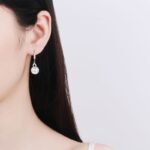 S925 Sterling Silver Drop Earrings with Freshwater Pearl and Moissanite