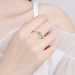 S925 Sterling Silver Ring for Women 30-Point Moissanite Round Wrap Band