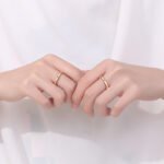 S925 Sterling Silver Moissanite Couple Ring Champagne Gold Tone Simple Band