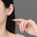 S925 Sterling Silver Moissanite Stud Earrings for Women Floral Design Minimalist Elegant Daily Wear