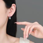 S925 Sterling Silver Moissanite Stud Earrings for Women, Oval Drop Light Luxury Fashion Versatile Ear Jewelry