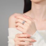 S925 Sterling Silver Moissanite Ring for Women Geometric Princess Square Ring Exquisite Texture