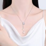 S925 Sterling Silver Necklace for Women with Moissanite and Freshwater Pearl