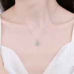S925 Sterling Silver Triangle Moissanite Cluster Necklace for Women