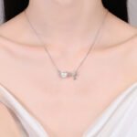 S925 Silver Moissanite Pearl Necklace LOVE Simple Pendant Versatile Korean Style Collarbone Chain Gift for Girlfriend