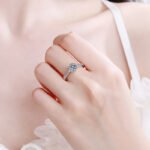 S925 Sterling Silver Ring for Women 1 Carat Moissanite Korean Style Six-Claw Micro-Setting Band