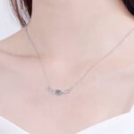 S925 Silver Angel Wings CZ Pendant Necklace, 50-Point Moissanite, Wholesale
