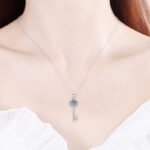 S925 Silver Moissanite Key Pendant Necklace for Women, Korean Style Minimalist Collarbone Chain
